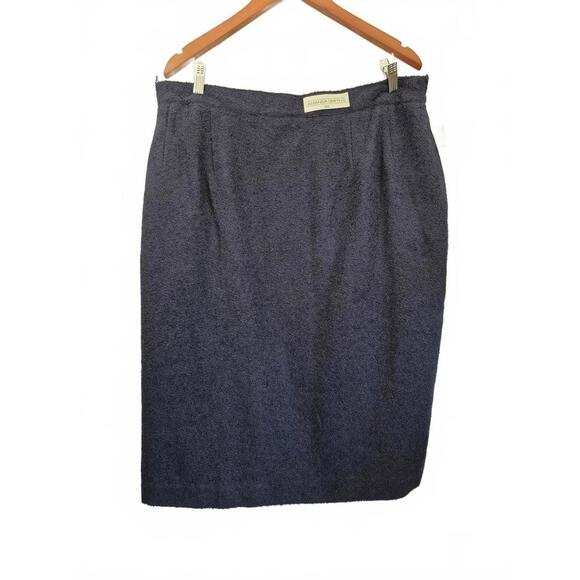 Amanda Smith Vintage Ladies Navy Blue Midi Style Skirt Pockets Textured Nap Fabr - Picture 1 of 4